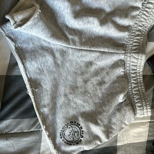 Gymshark 3" grey shorts, made with frayed legs. Worn once; great condition.